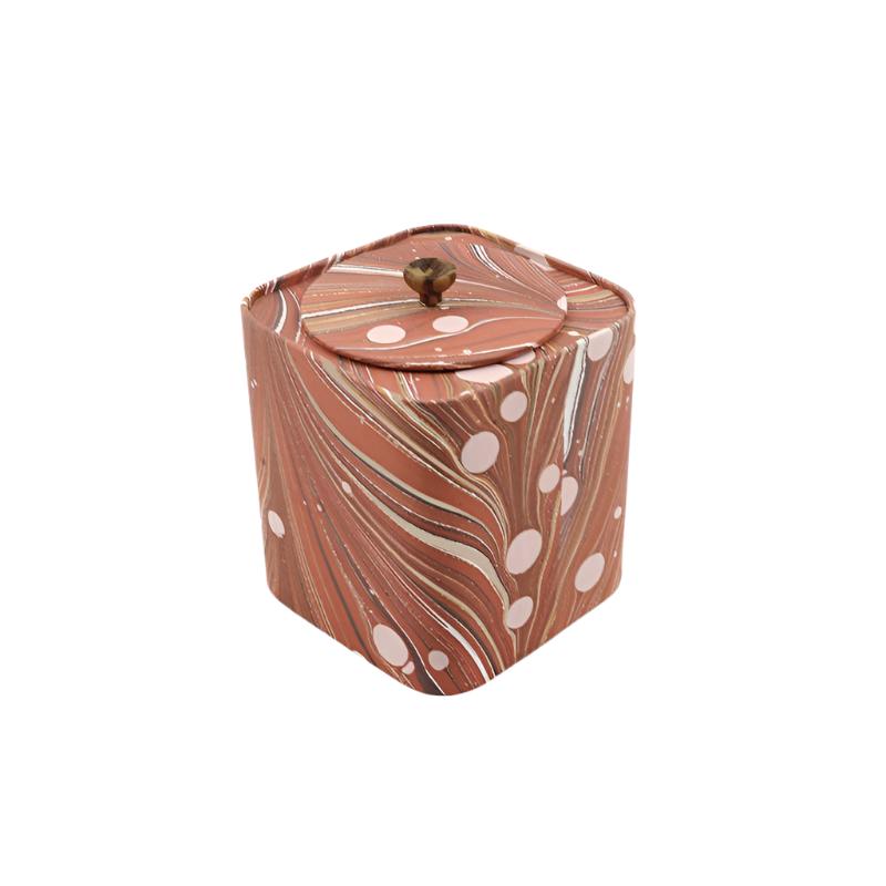 Paper Container: Red and Pink Marbled Paper