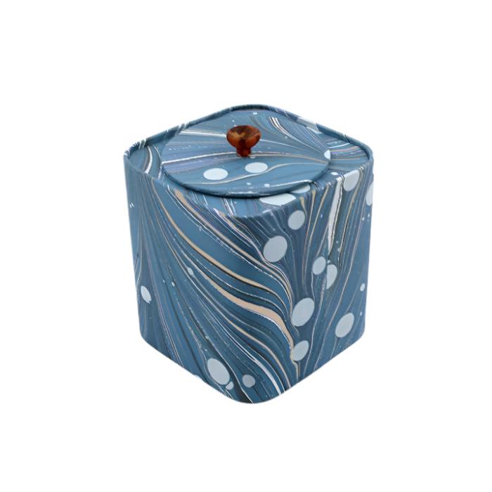 Paper Container: Blue Marbled Paper