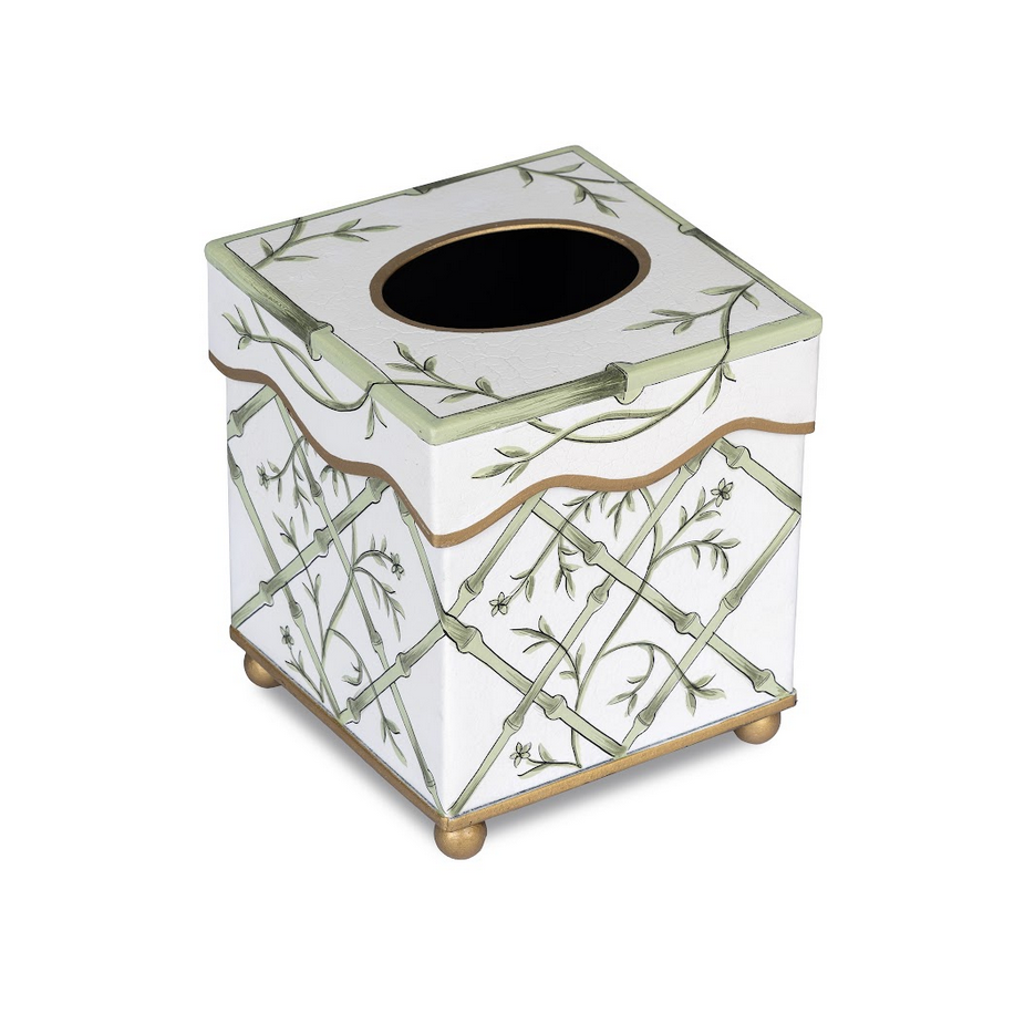Tissue Holder, Bamboo Green and White