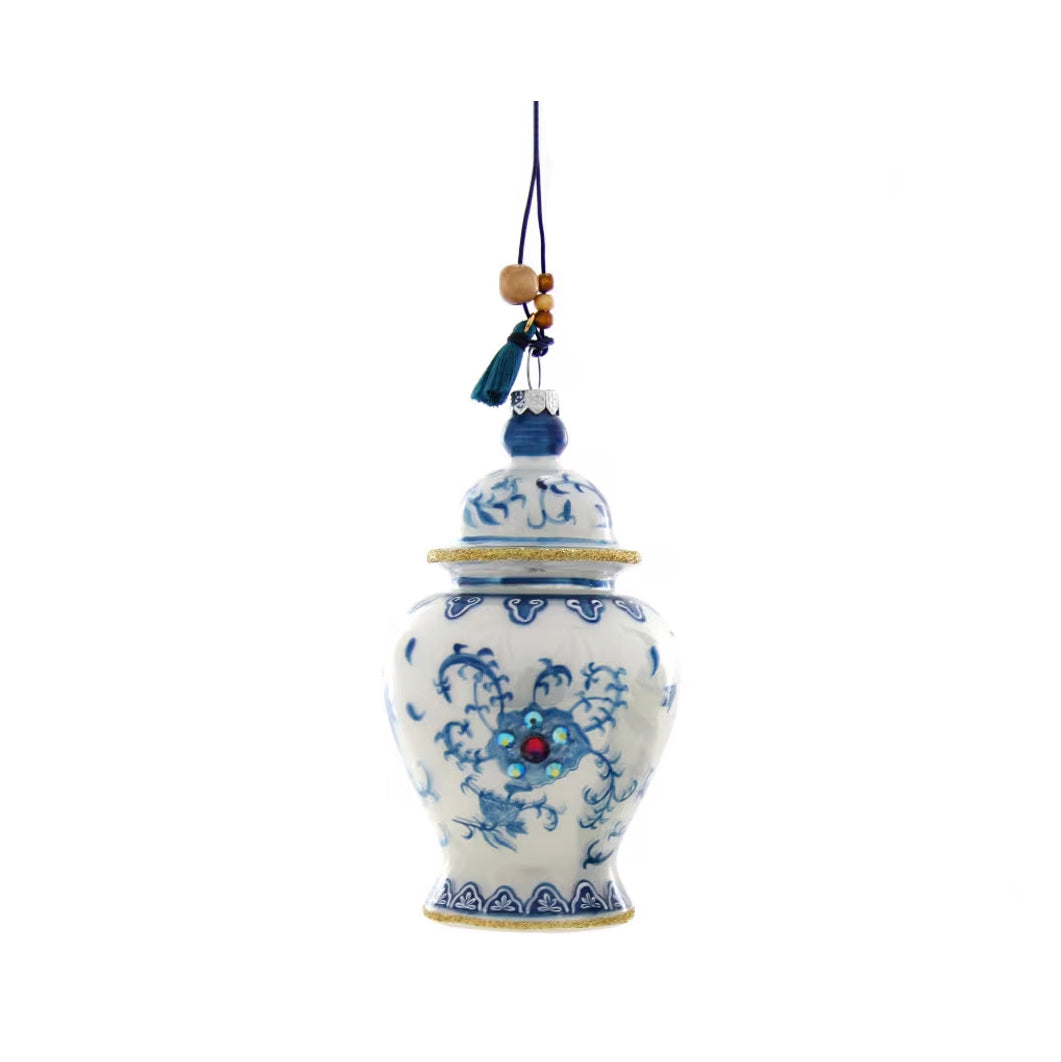 CHINOISERIE GINGER JAR , Teal Tassel Ornament