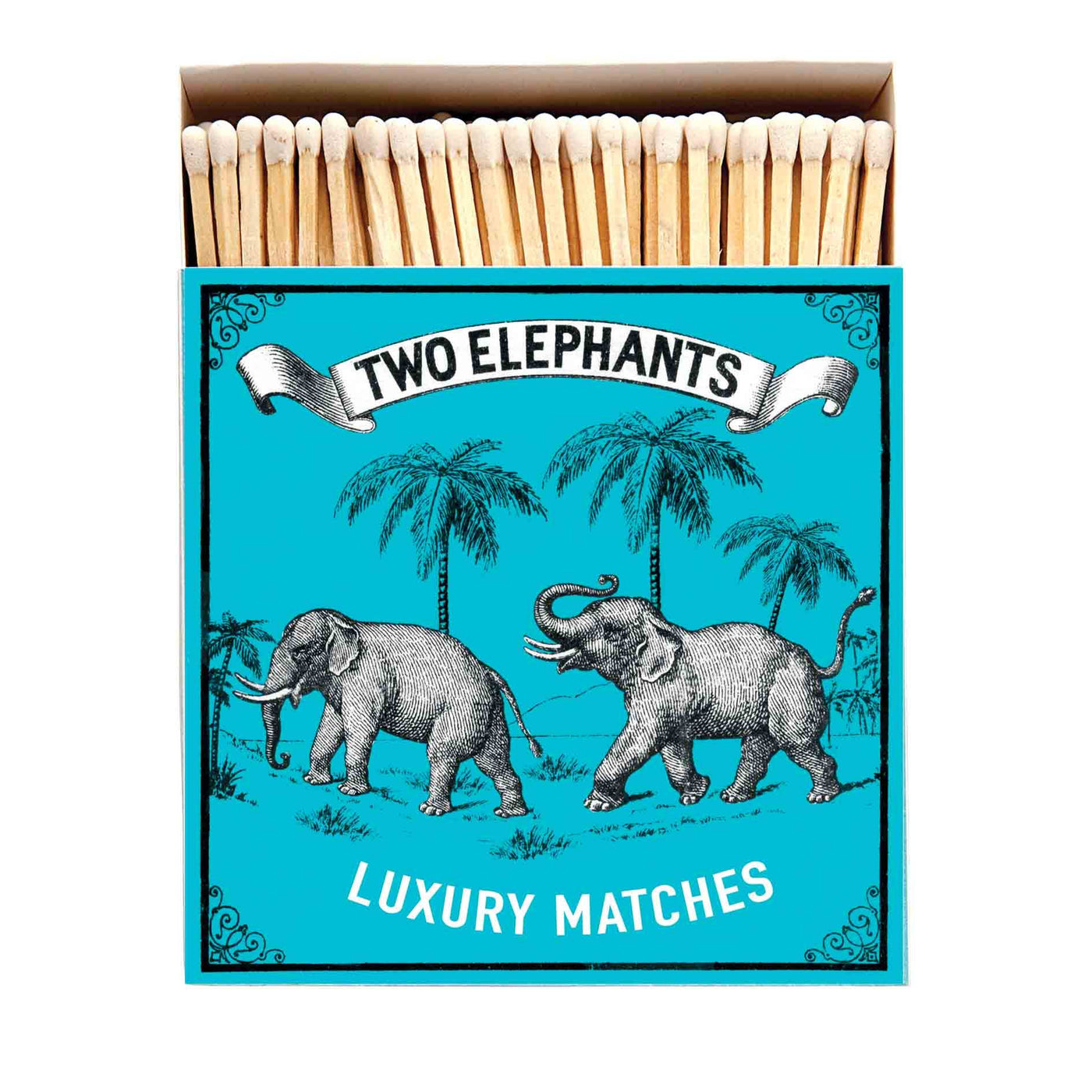 Two Elephants on Blue Matchbox