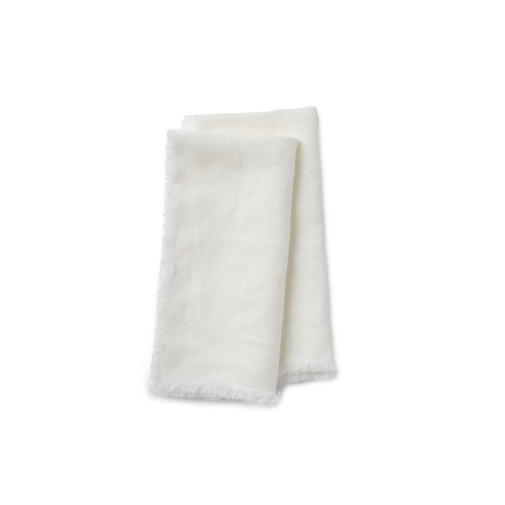 Linen Napkins with Fringes in White- Set of 2