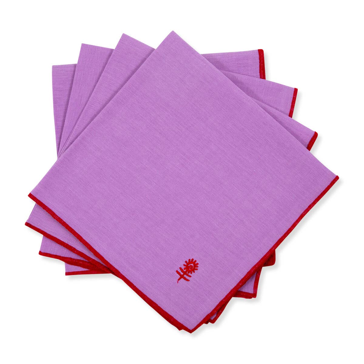 Icon Linen Napkin in Lilac/Cherry, Set of 4