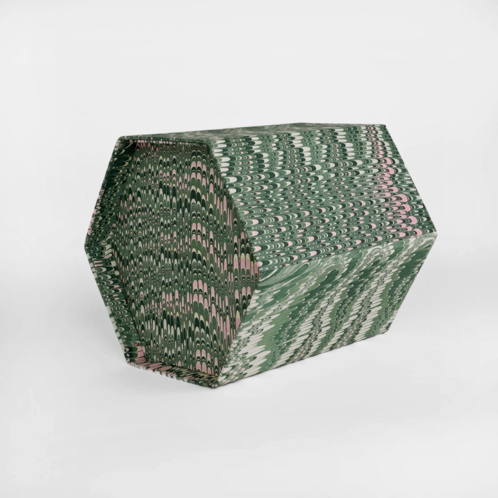 Hexagon Collapsible Basket: Green and Pink Marble