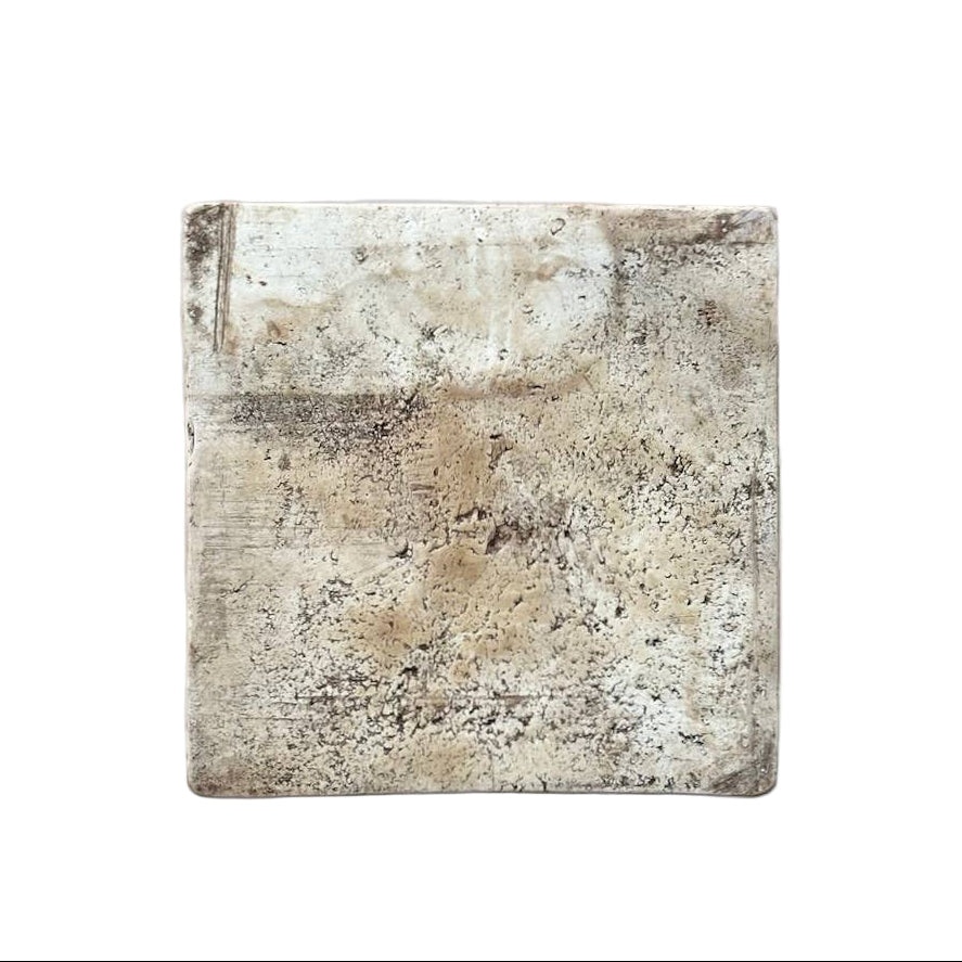 Hand Painted Porcelain Blue and Red Chrysanthemum Tile