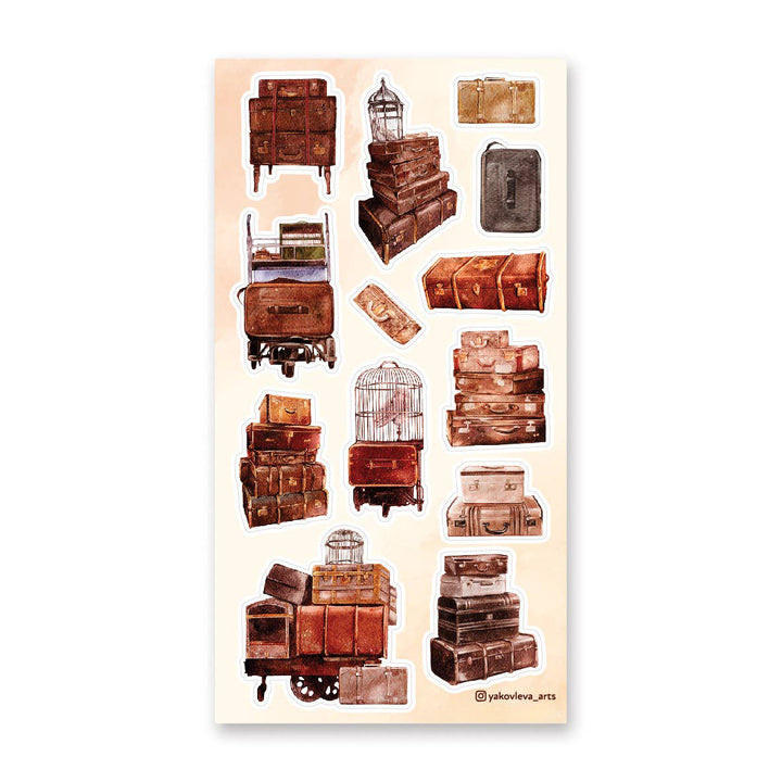 Antique Luggage Sticker Sheet