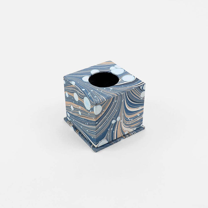 Marbled Tissue Box: Blue Marbled Paper