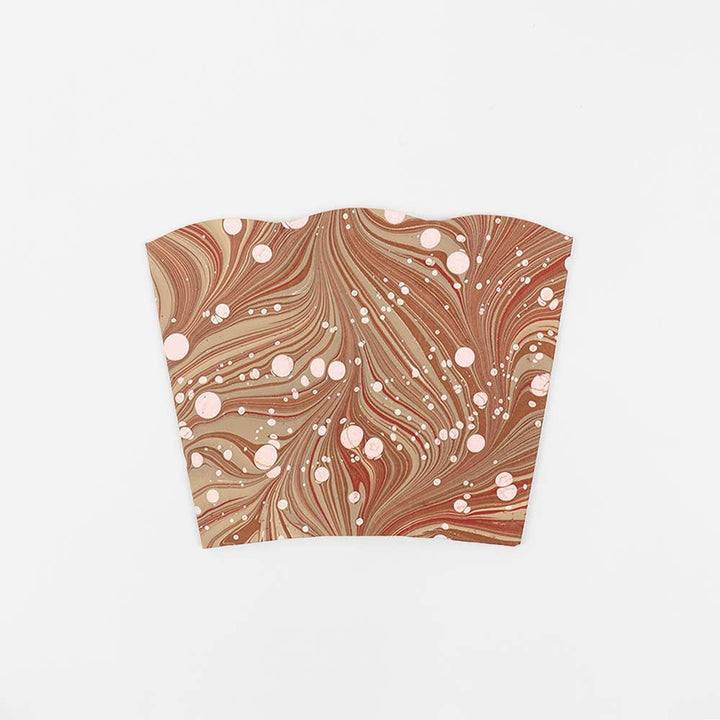 Marbled Scalloped Collapsible Basket: Orange and Pink Marbled Paper