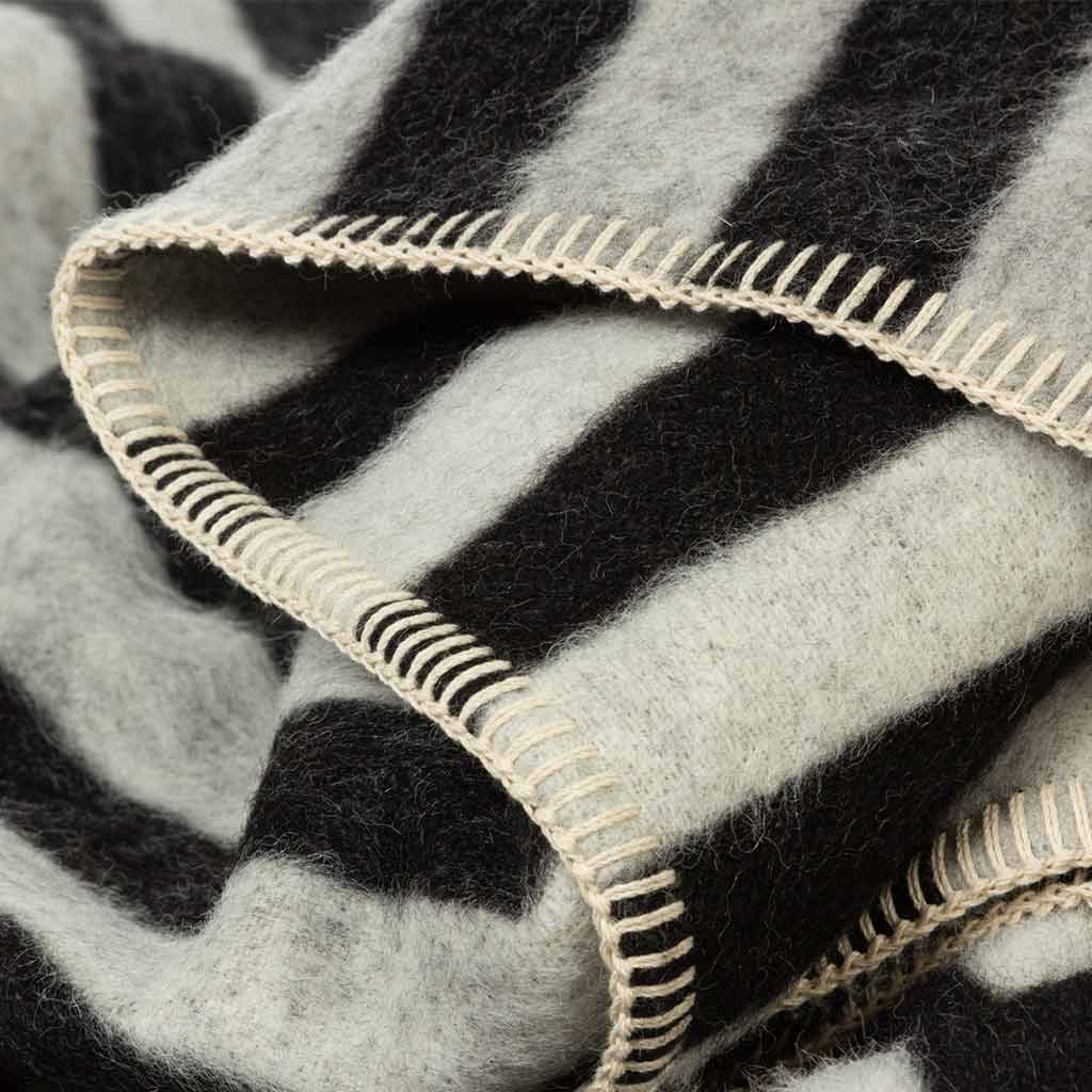 Stills Heirloom Blanket, Black/Ivory Stripe