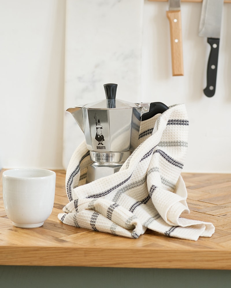 Waffle Weave Kitchen Towel in Black And Grey