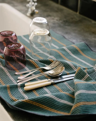 Juniper and Ochre Cotton Waffle Weave Tea Towel