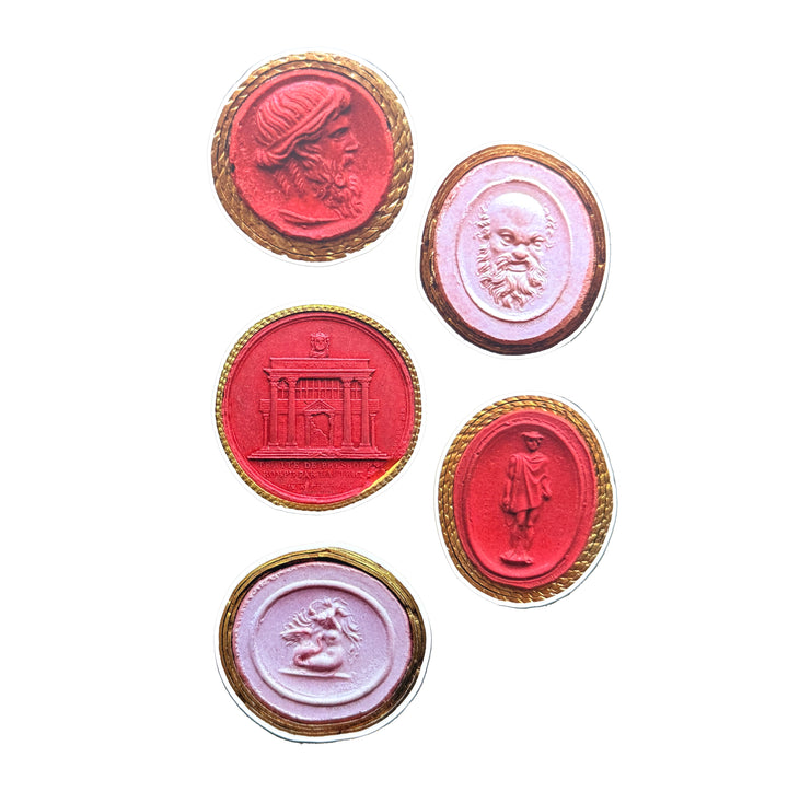 Red and Pink Intaglio Stickers
