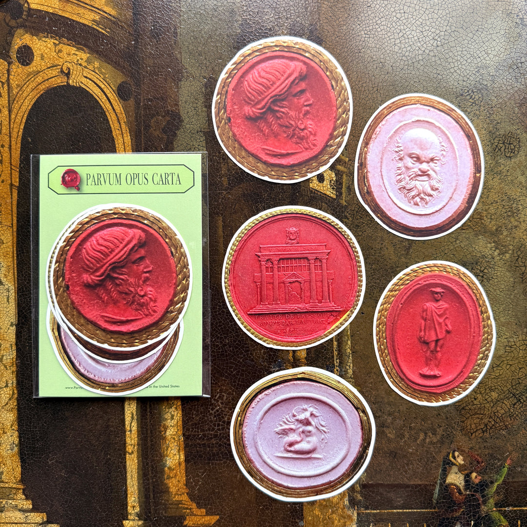 Red and Pink Intaglio Stickers