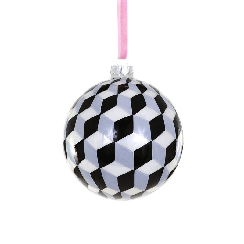 Tumbling Block Ornament, Black and White