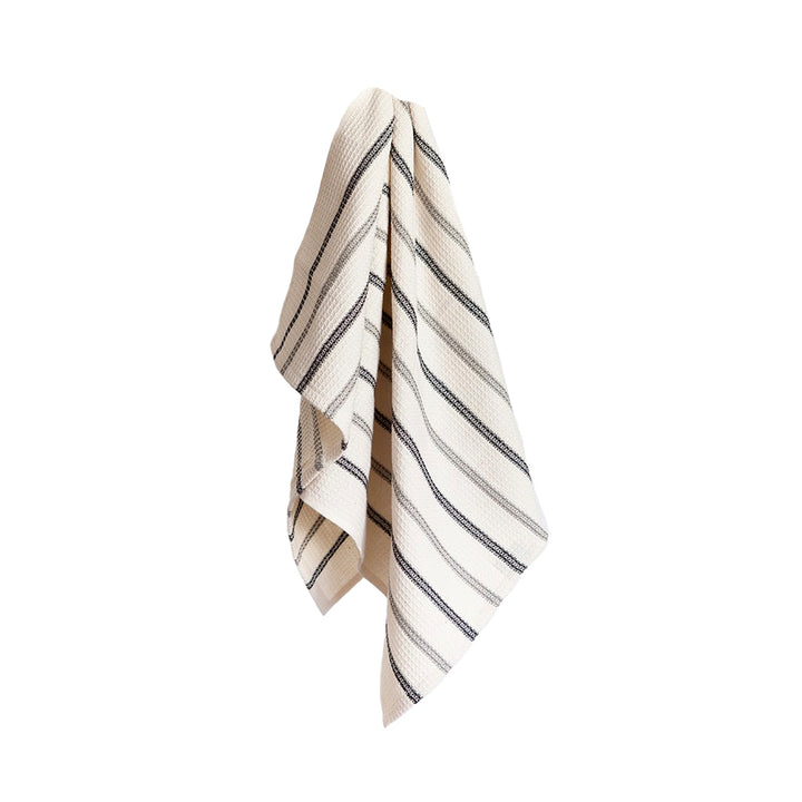 Waffle Weave Kitchen Towel in Black And Grey