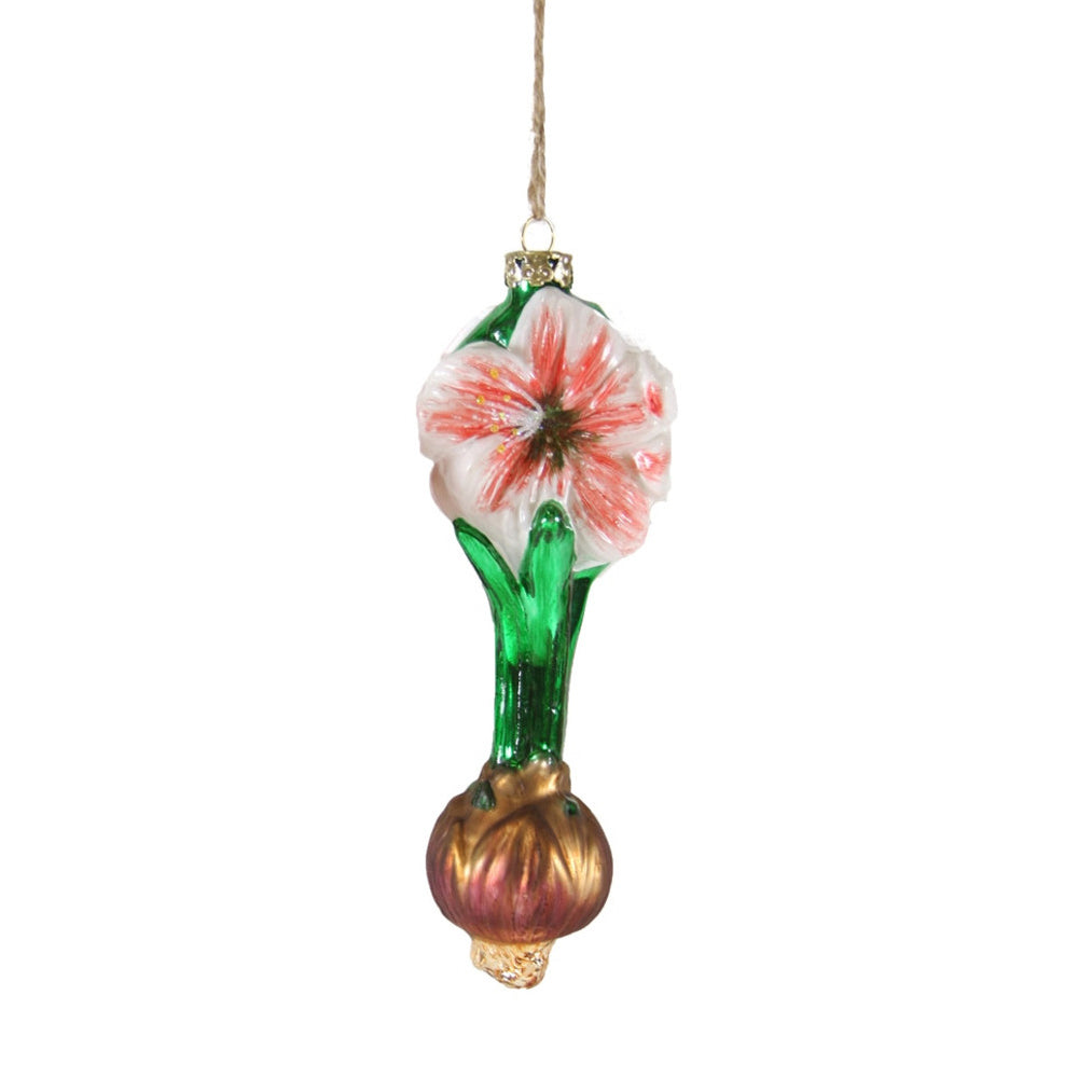 Amaryllis Pink and White Ornament