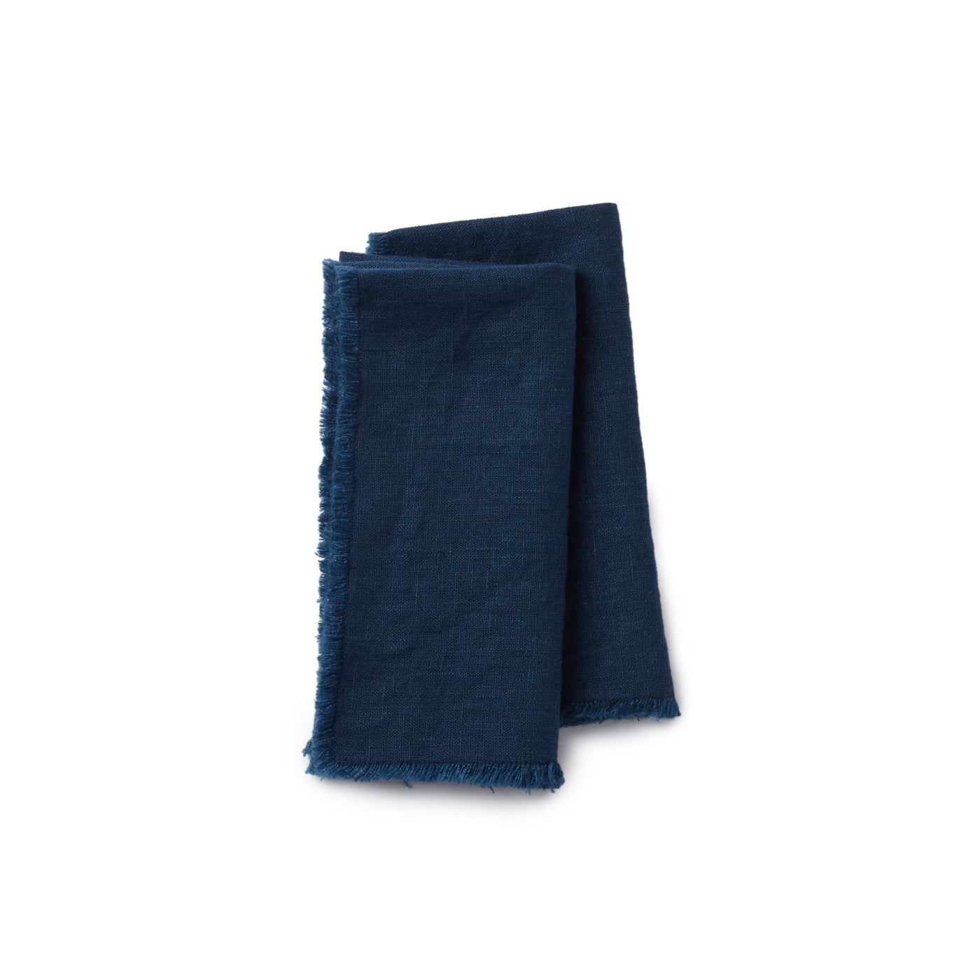Linen Napkins with Fringes in Navy - Set of 2