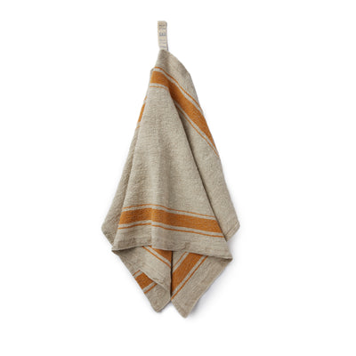 Linen Kitchen Towel - Vintage Style Mustard Stripe