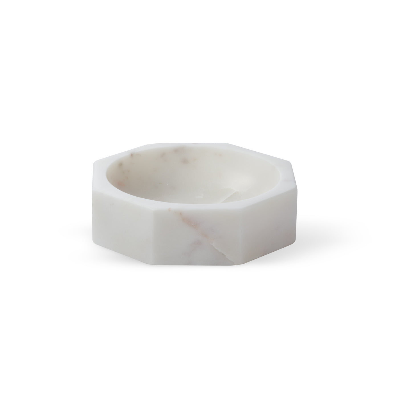 Marble Octangular Bowl: Medium in White